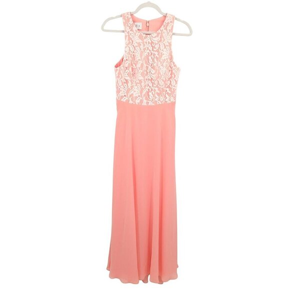 Azazie Kate Maxi Dress Agave Peach Pink Lace Chiffon Bridesmaid Prom Dance A6 - Picture 2 of 14